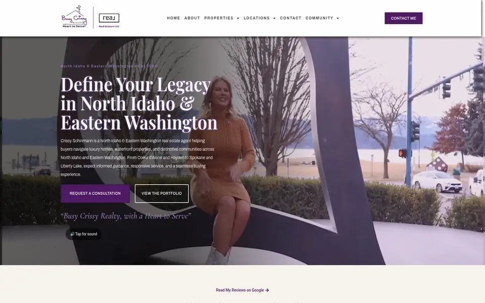 Homepage of the Busy Crissy website built by MxdifyLocal