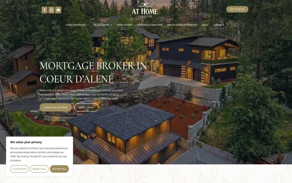 Homepage of the At Home Lending CDA website built by MxdifyLocal