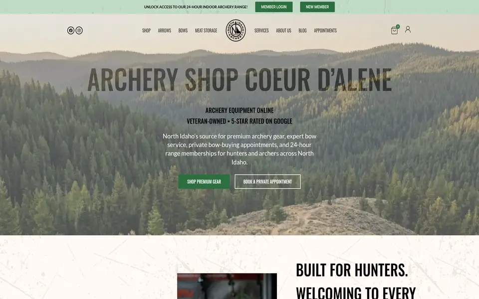 Homepage of the North Idaho Archery website built by MxdifyLocal